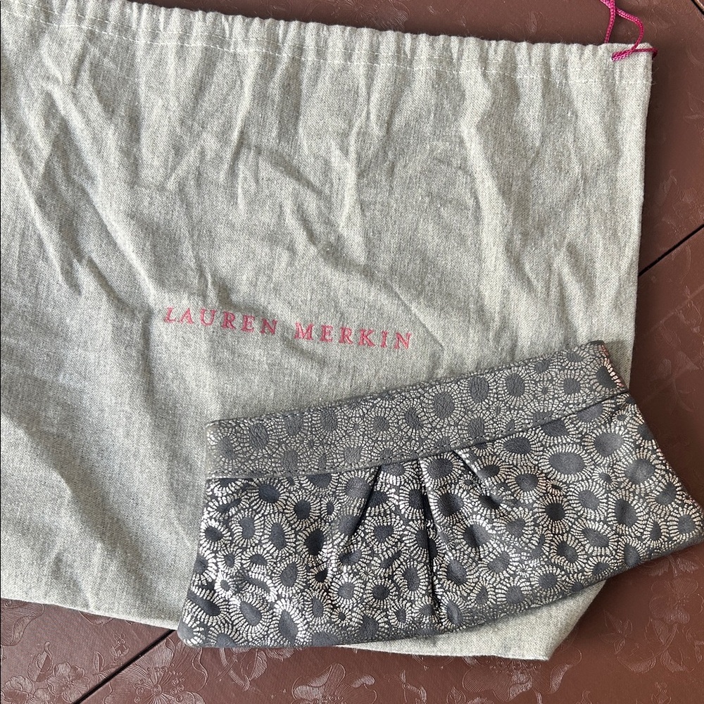 Gray Patterned Clutch by Lauren Merkin